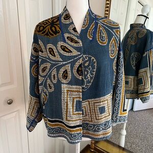 Mieko Vintage Cotton Kantha Reversible Jacket. Artwear at its Finest! Size 1/Sm